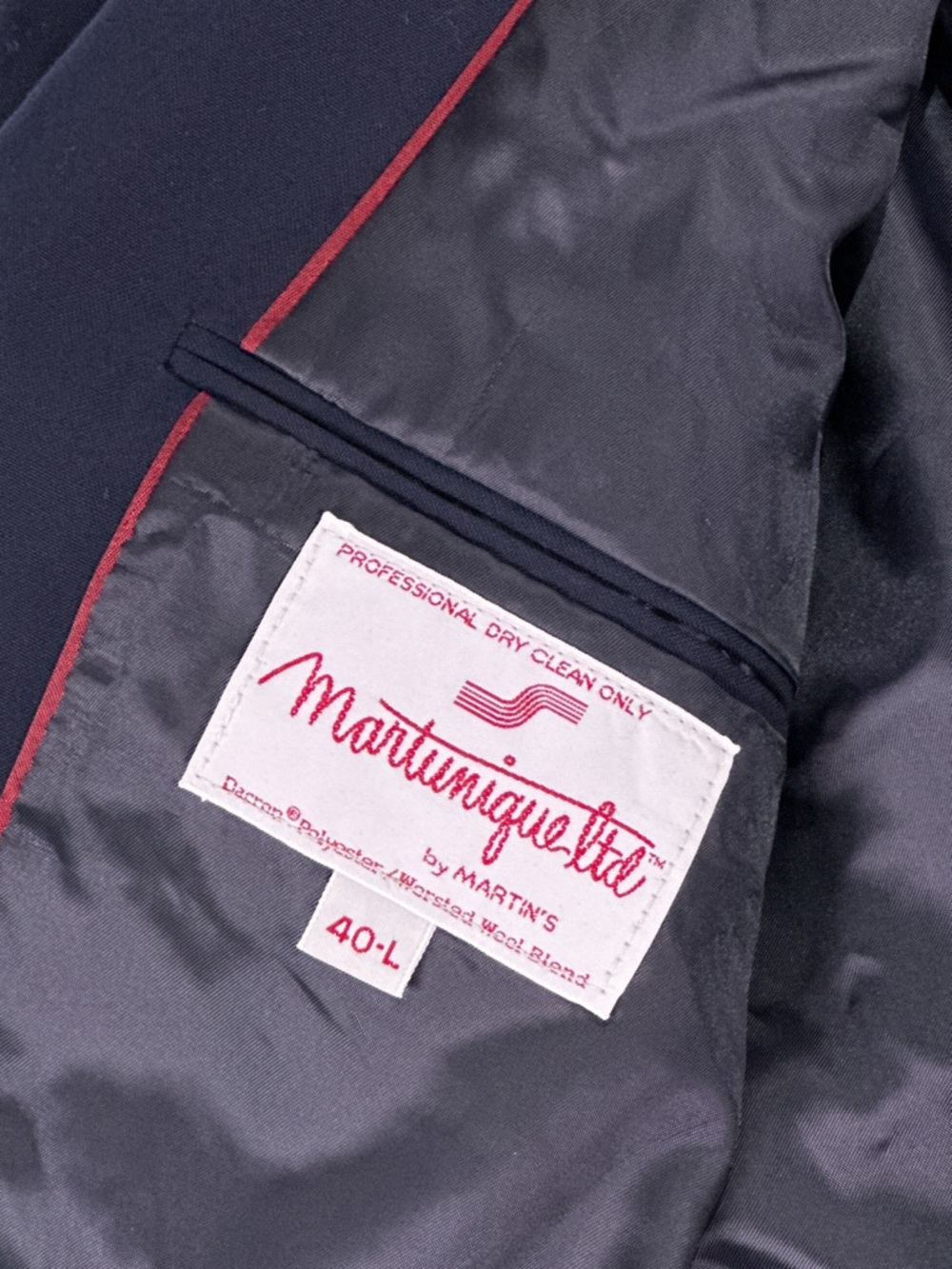 Martunique Ltd Vintage 2 Button Blazer Wool Blend Navy Blue 40L - Picture 5 of 16